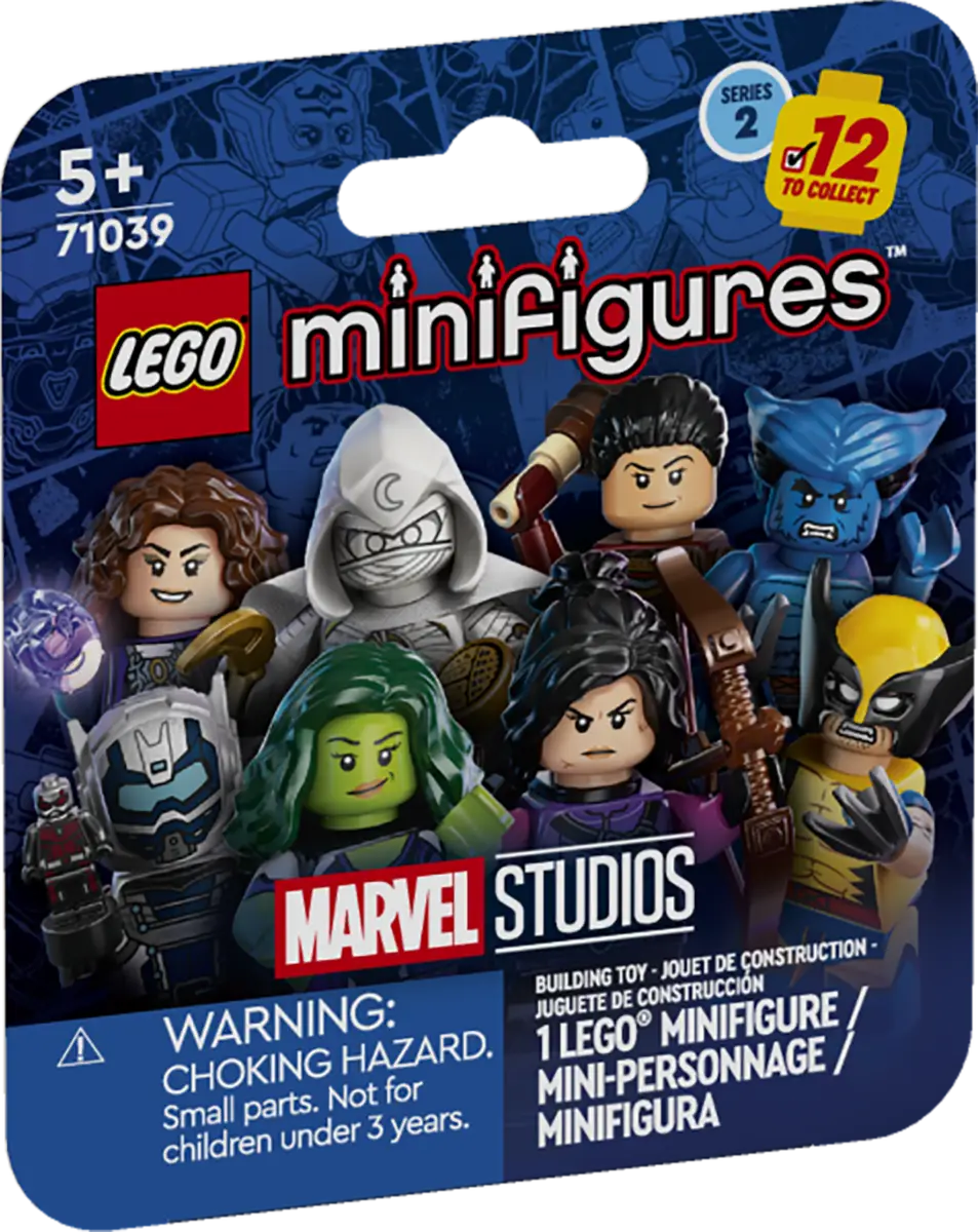 Verpakking van de Lego CMF collectible minifiguren Marvel studios series 2. Nu te kopen bij Spellcast.