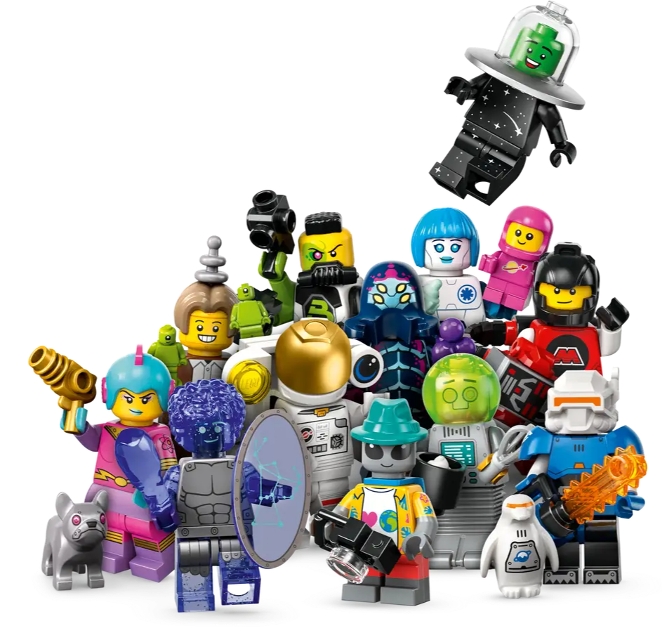 Afbeelding van de 12 unieke minifiguren uit Lego CMF series 26 space. Nu te kopen bij Spellcast.