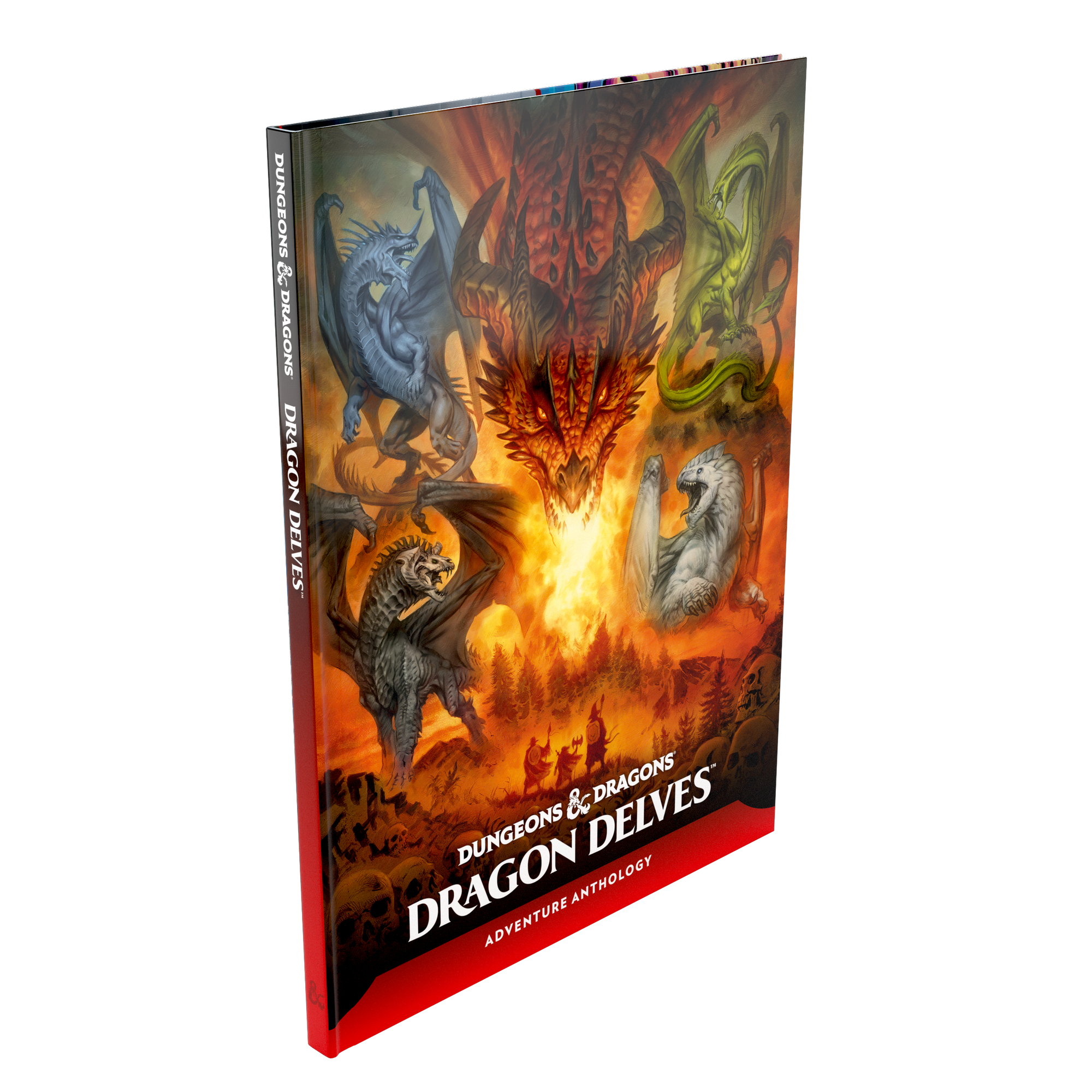 Dungeons and Dragons adventure anthology boek met draken op de voorkant. zijaanzicht