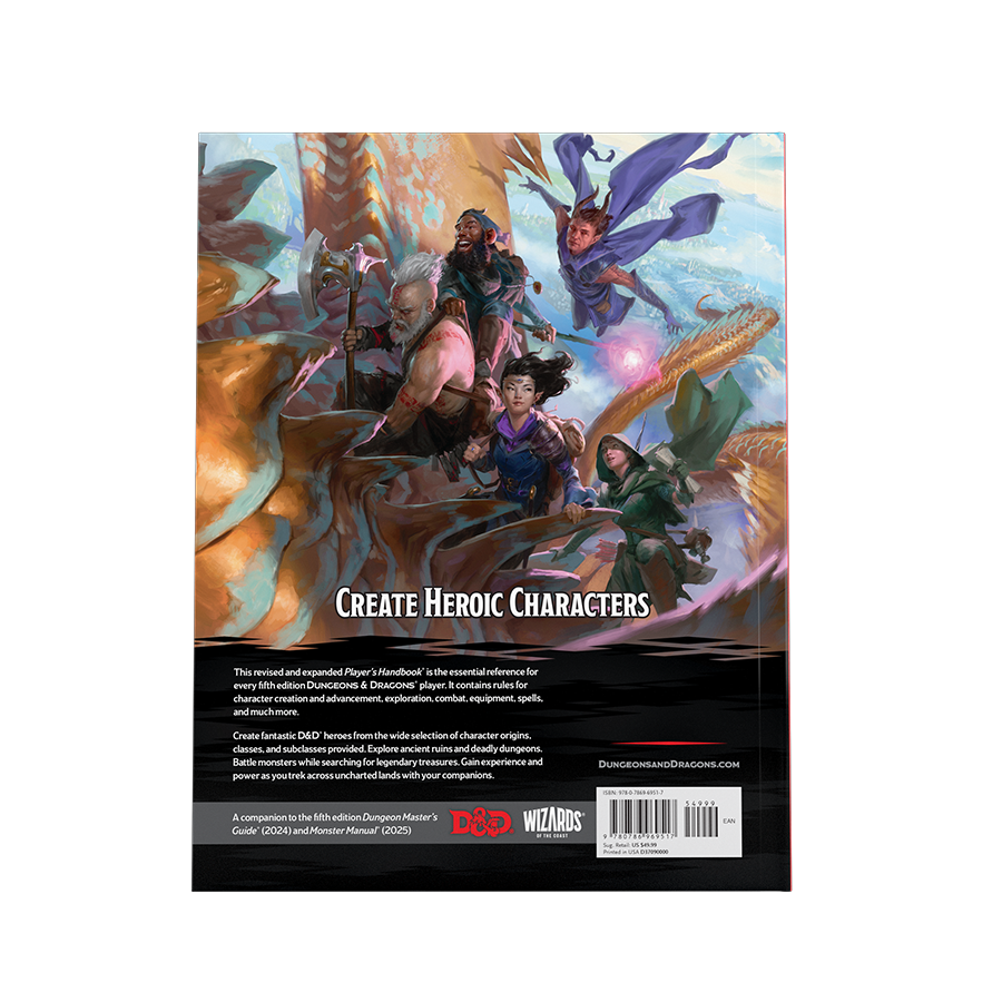 Dungeons & Dragons Player Handbook achterkant met de tekst: Create Heroic Characters
