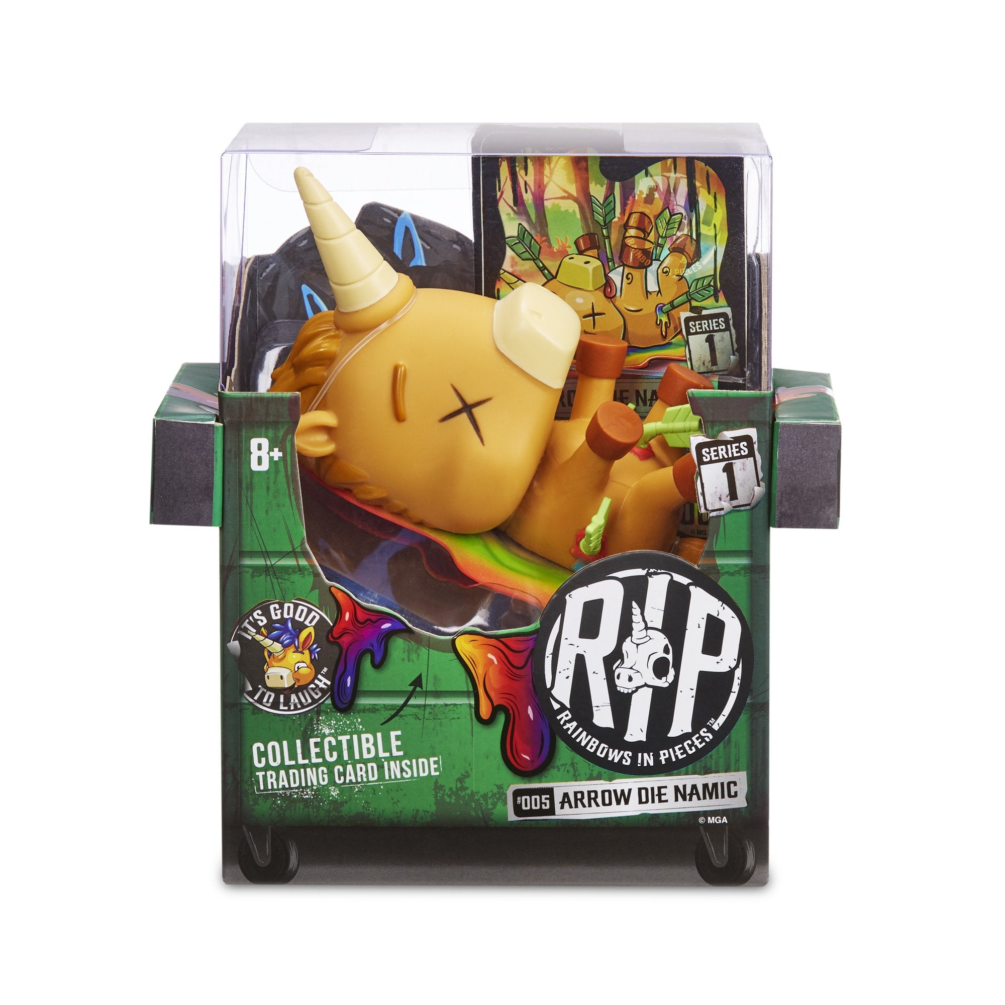 Rainbows in Pieces Arrow Die Namic vinyl collectible figure box met verzamelkaart. Te kopen bij Spellcast.