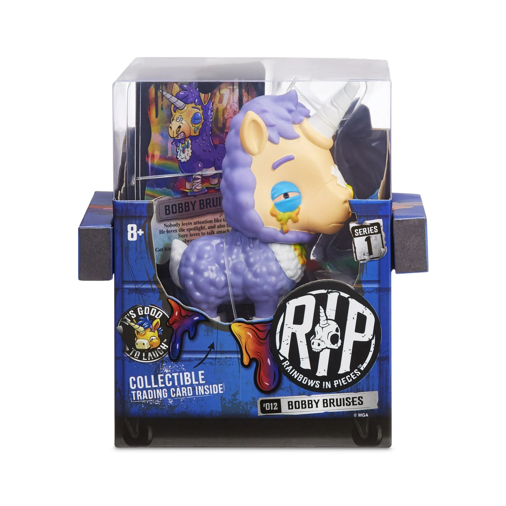 Rainbows in Pieces Bobby Bruises vinyl collectible figure box met verzamelkaart. Te kopen bij Spellcast.