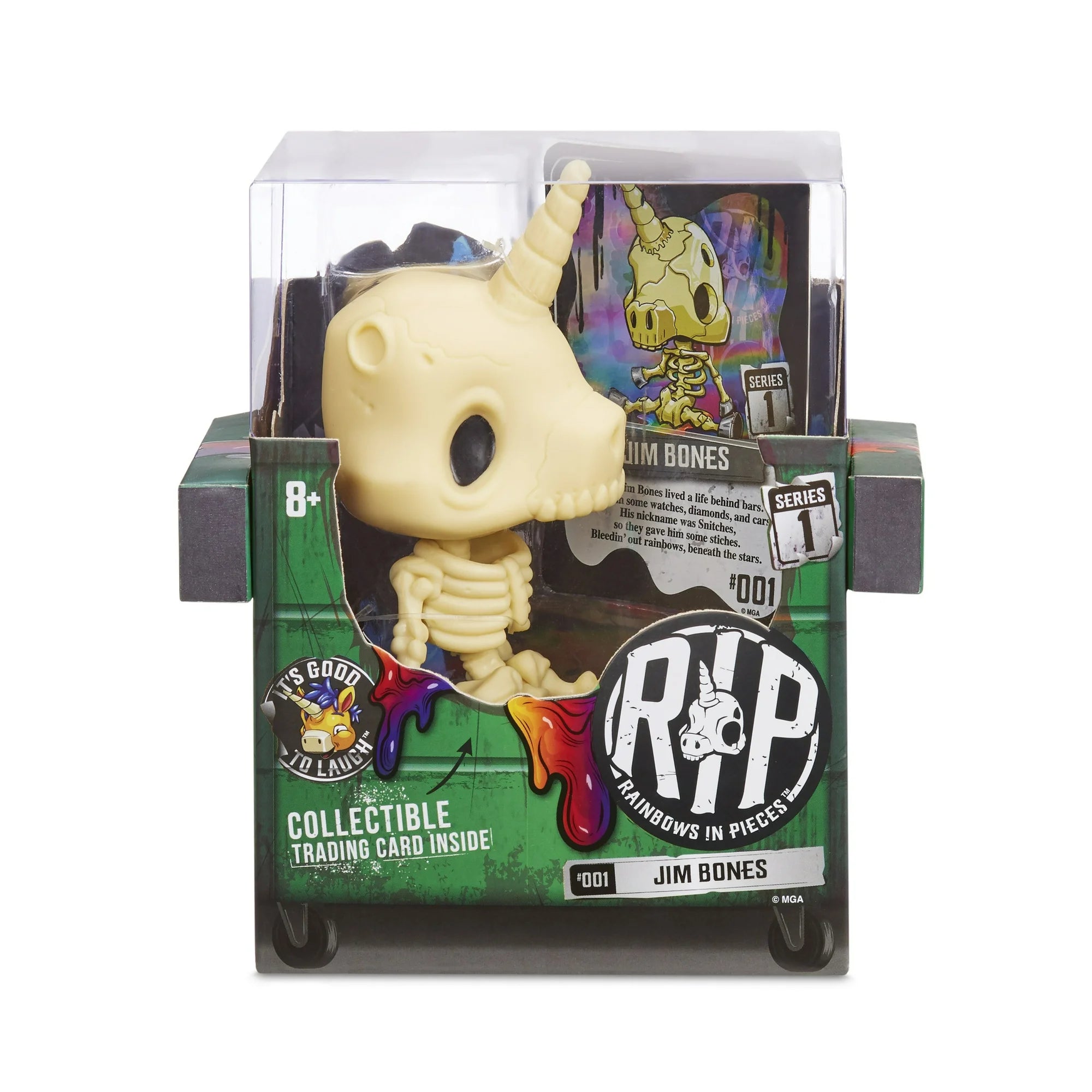 Jim Bones rainbows in pieces collectible vinyl figure box met verzamelkaart. Te kopen bij Spellcast. 