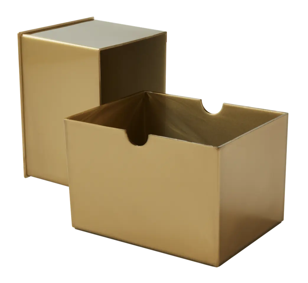 Dragon Shield stapelbare deckbox in de kleur goud. Te kopen bij Spellcast.