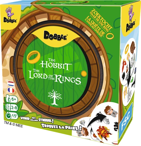 Het leukste kaartspel: Dobble de Lord of the Rings en Hobbit editie. Als verpakking het ondergrondse huis van Bilbo Baggings. Te kopen bij Spellcast.