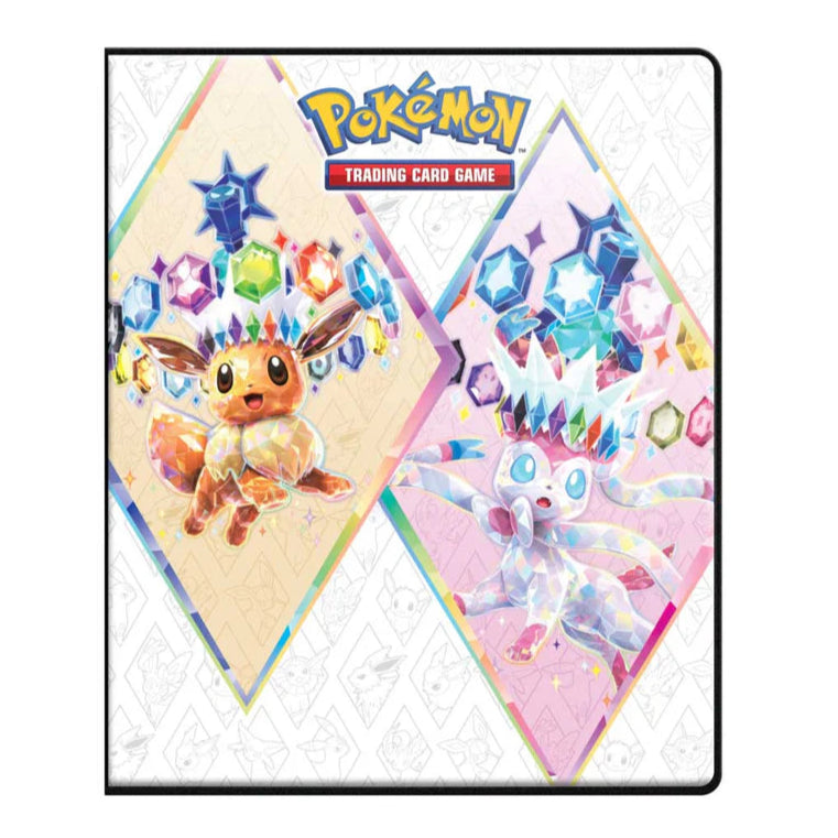 Ultra Pro 9 pocket portfolio met op de voorkant Evee en Sylveon in hun Prismetic evolution vorm. Te koop bij Spellcast.